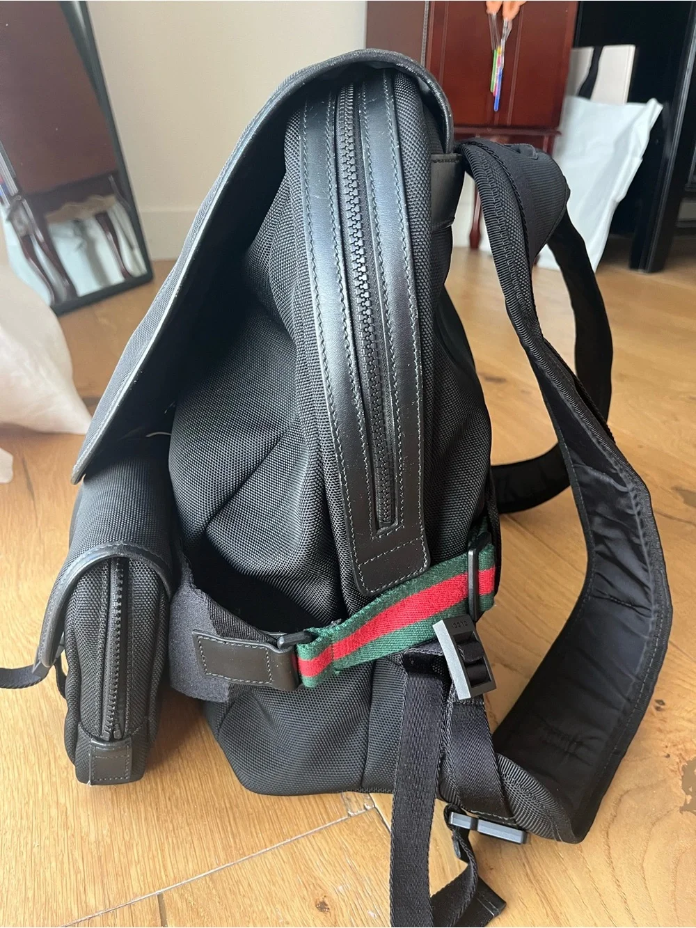 Gucci black canvas backpack with removable belt bag /fanny pack